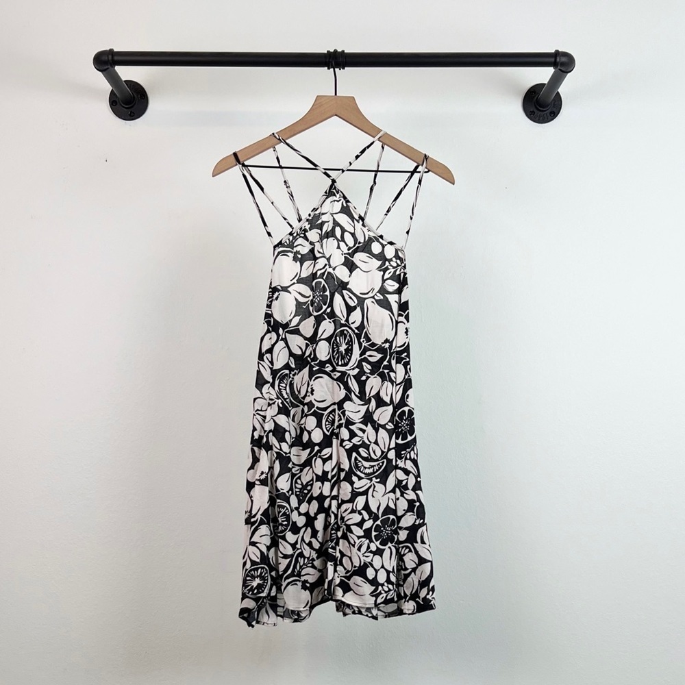 NWT Anthropologie Strappy Back Floral Mini Dress Black/White - Picture 5 of 8